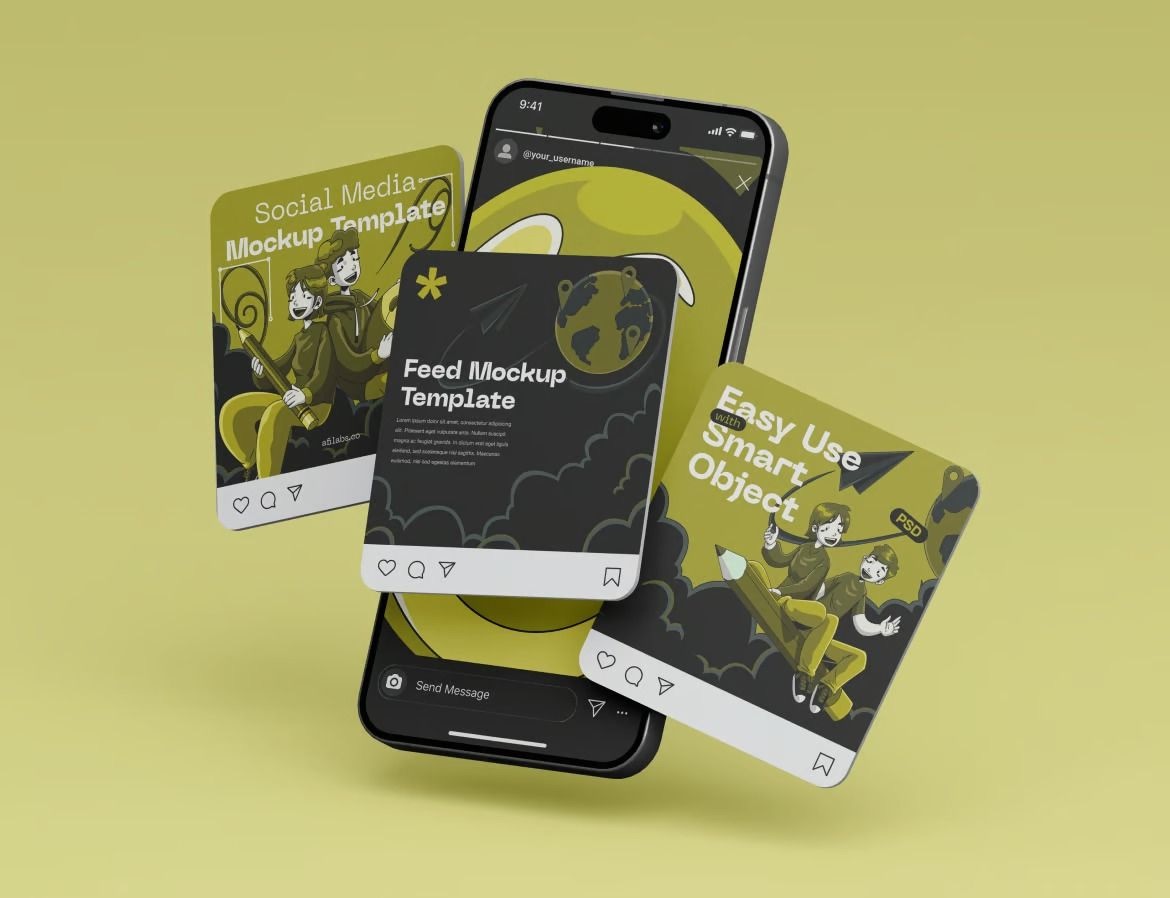 Esempio di contenuti social visualizzati su smartphone
