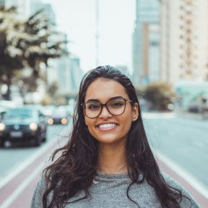 Woman Wearing Black Eyeglasses